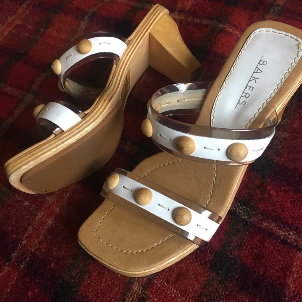 Vtg Bakers Sculptural Heels Wood Laminate 6.5